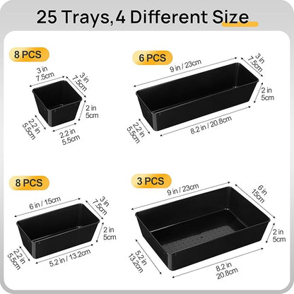 Vtopmart 25 PCS Office Desk Drawer Organizers Set, 4-Size Versatile Plastic - Image 7