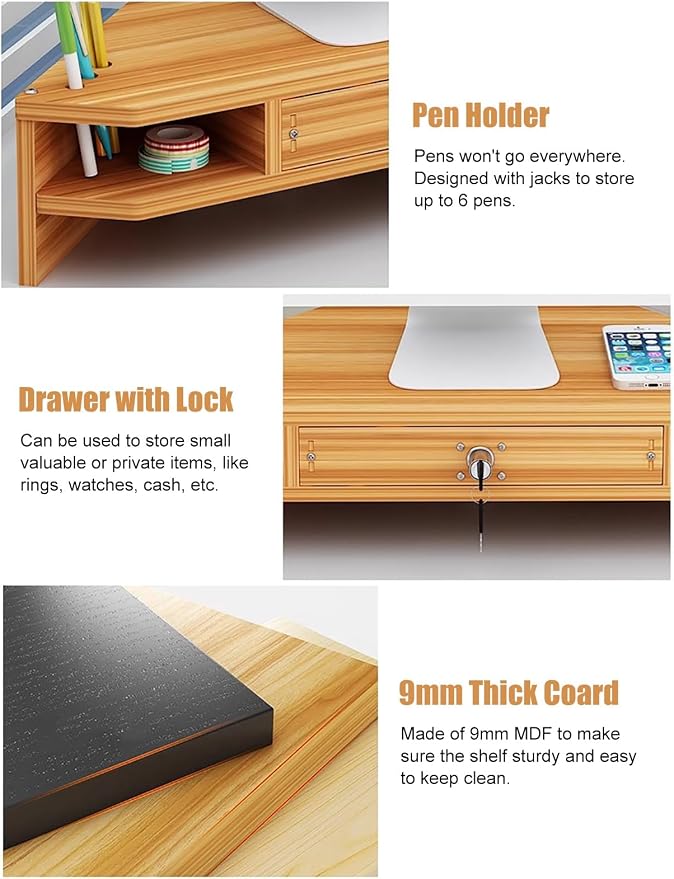 Triangular Wooden Corner Monitor Stand - Image 5
