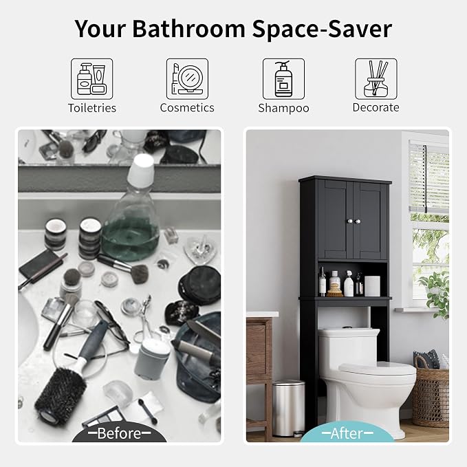 Shintenchi Over the Toilet Storage Cabinet, Bathroom Shelf Organizer - Image 6