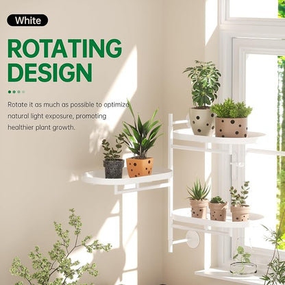 Rotating Window Plant Shelves for Multiple Plants Indoors, 3-tier Metal Corner - Image 6
