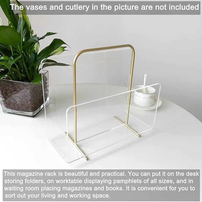 Acrylic Magazine Holder, Crystal Clear Acrylic Magazine Book Rack, Desktop File - Image 4