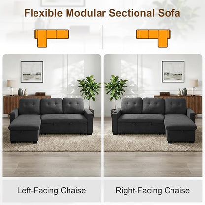 KCGKCG 82" L Shaped Sleeper Sofa Bed, Pull Out Couch Bed - Image 7