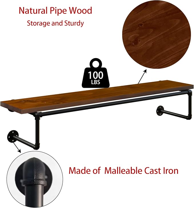 Clothes Rack 48in, Wall Mounted Garment Racks - Image 7