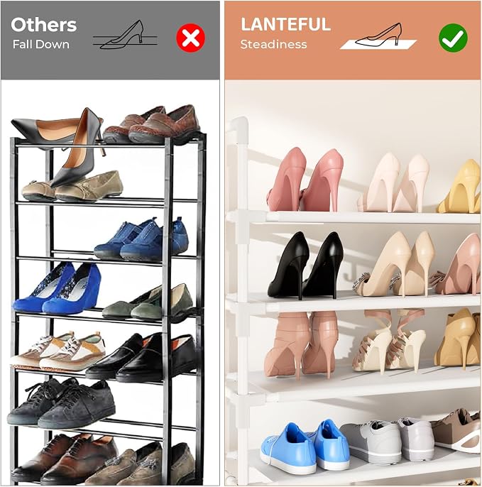 LANTEFUL 11 Tiers Tall Shoe Rack Holds 55 Pairs of Shoes - Image 6