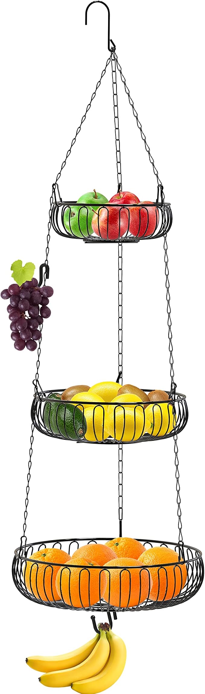 Simple Houseware Adjustable Metal Hanging Fruit Basket - Image 6