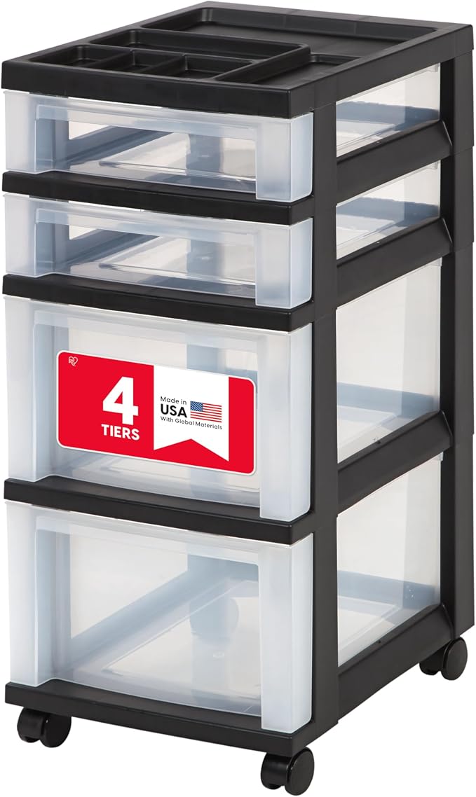 IRIS USA 4-Drawer Rolling Storage Cart, office essentials, classroom items by IRISUSA