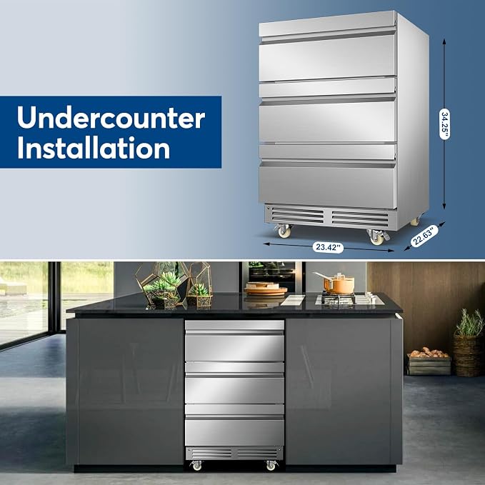 Stainless Steel 3-Tier Drawer Fridge Undercounter, Outdoor Beverage Refrigerator - Image 9