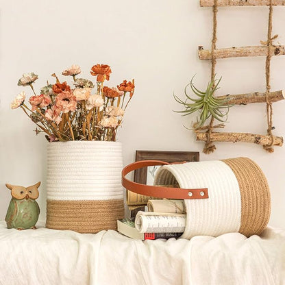 Goodpick 2 Pack Jute Rope Wall Hanging Storage Baskets - Image 2