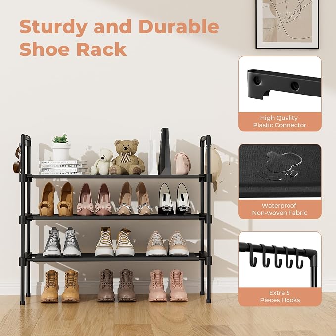 LANTEFUL 3 Tier Shoe Rack for Closet, Shoe Organizer - Image 4