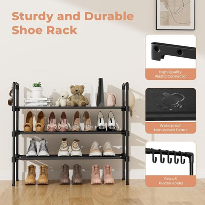LANTEFUL 3 Tier Shoe Rack for Closet, Shoe Organizer - Image 4