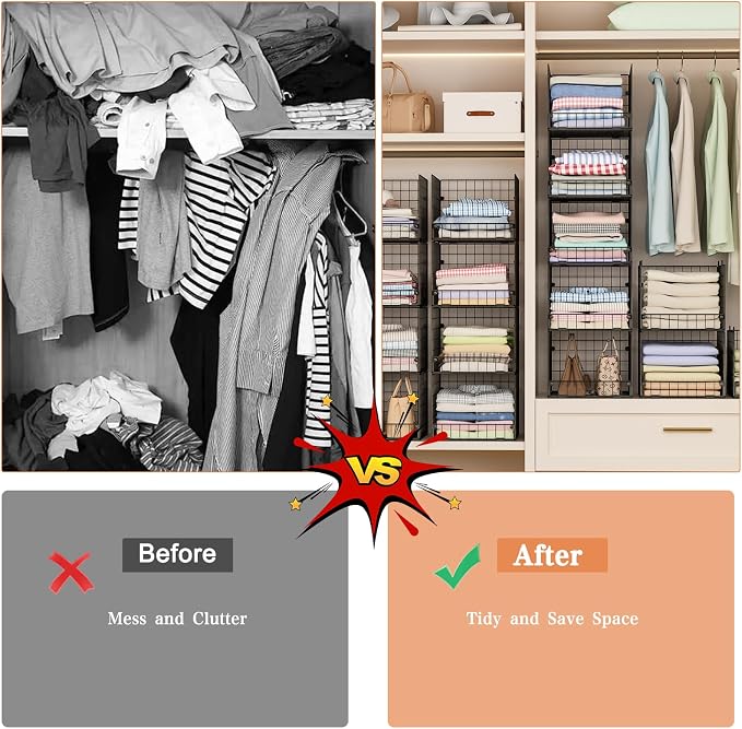 5-Tier Stackable Closet Storage Baskets, Closet Organizers and Storage Shelves - Image 8