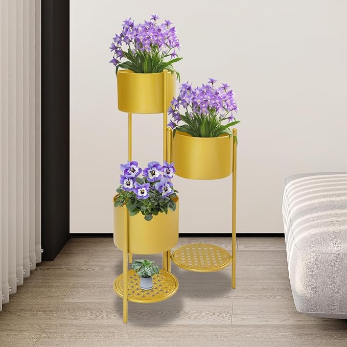 Foldable Corner Plant Stand Shelf, Indoor Outdoor Metal Flower Pot Holder - Image 4