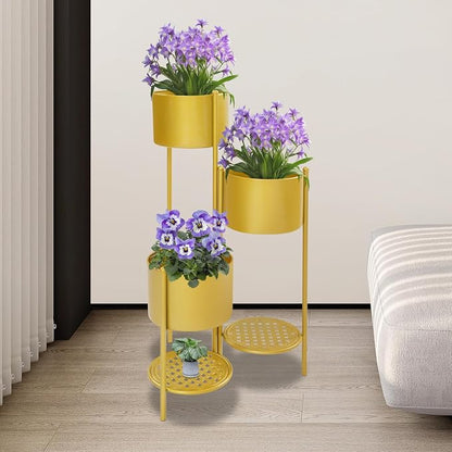 Foldable Corner Plant Stand Shelf, Indoor Outdoor Metal Flower Pot Holder - Image 4