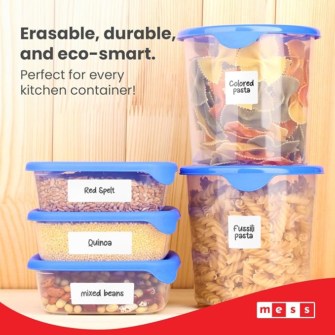 MESS Removable Food Labels for Containers 1x3" & 1.5" Erasable Kitchen Labels - Image 3