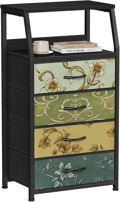 Furnulem Retro Small Dresser for Bedroom, Tall Nightstand by Furnulem
