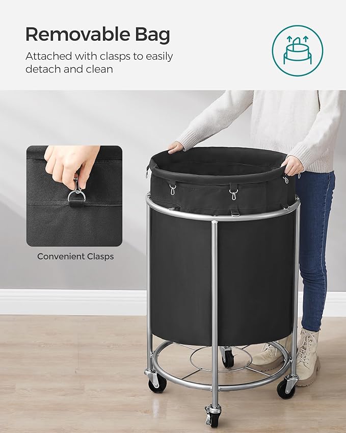 SONGMICS Laundry Basket, Rolling Steel Frame - Image 6