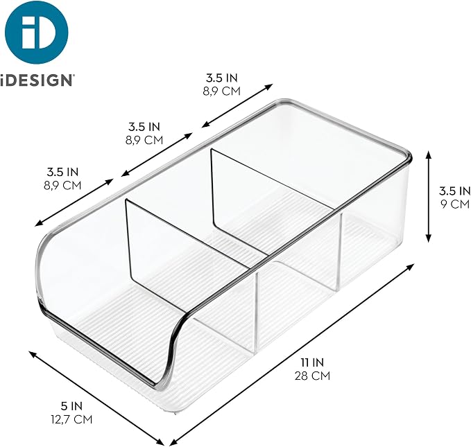 iDesign Stackable 3-Section Divided Storage Bin, - Image 4