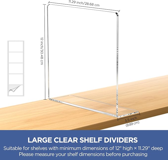 HBlife Acrylic Shelf Dividers for Closet Organization, 6 Pack 12 Inches Closet - Image 2