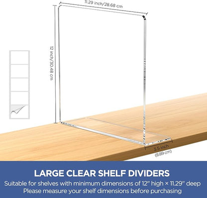 HBlife Acrylic Shelf Dividers for Closet Organization, 6 Pack 12 Inches Closet - Image 2
