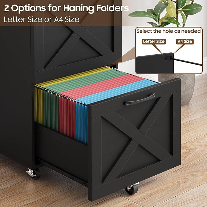 Halitaa Farmhouse 2 Drawer Small File Cabinet - Image 4