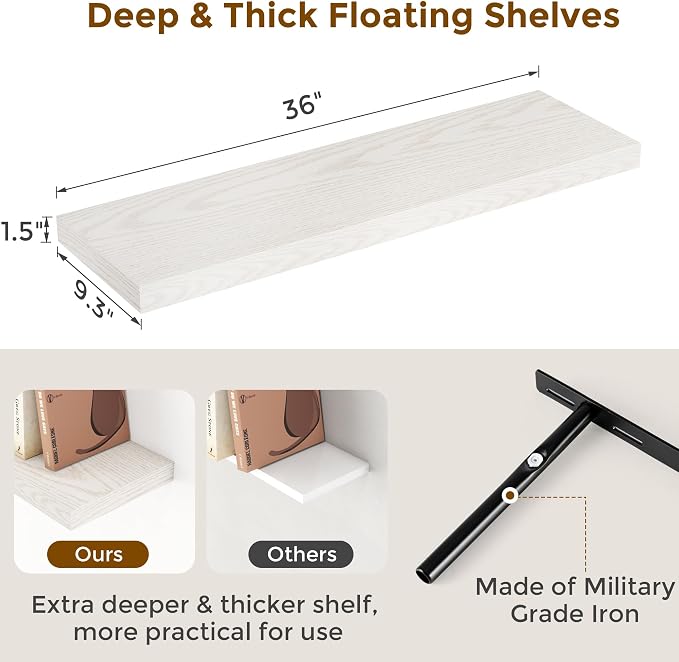 Floating Shelves 48 Inch Long, 9.3 Inch Deep Floating Shelf - Image 3
