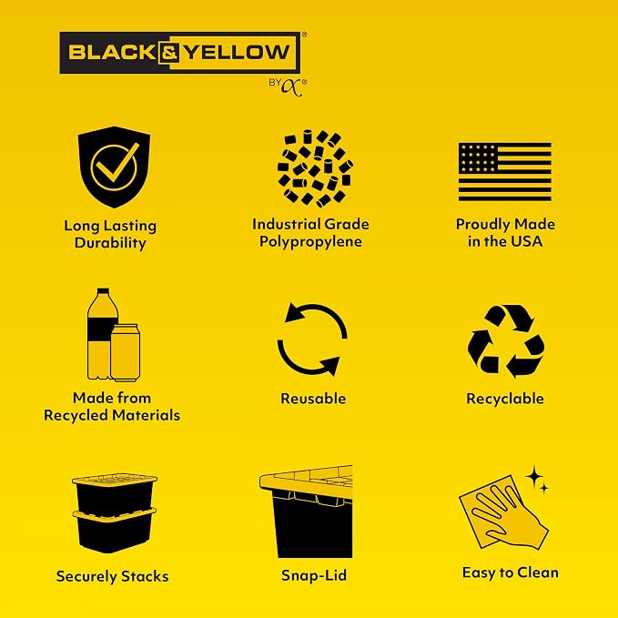 CX BLACK & YELLOW, 5-Gallon Heavy Duty Bucket Tough Storage Container & - Image 6