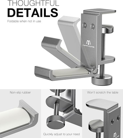 Foldable Headphone Stand and Hook – Aluminum Headset Holder Clamp Mount Under - Image 5