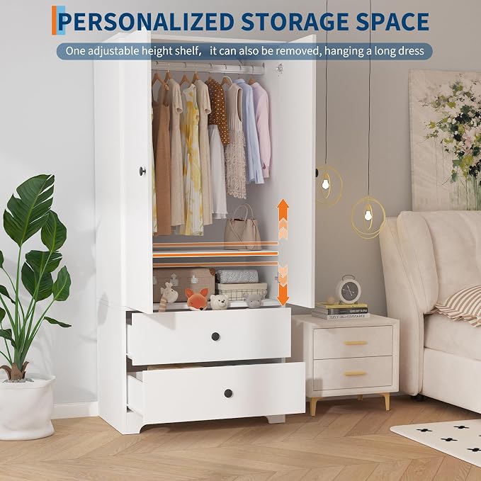 Garvee 71" Armoire Wardrobe Closet, Modern Wooden Bedroom Armoire - Image 7