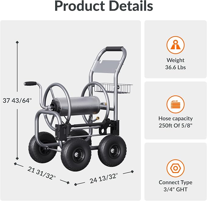 Giraffe Tools Garden Hose Reel Cart, Cart - Image 7