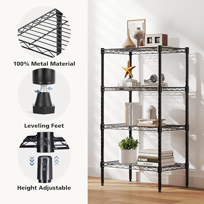 DUMOS 5-Tier Metal Storage Shelves, Heavy Duty Steel Shelving Unit Organizers - Image 4