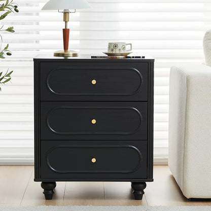 ORRD 3 Drawer Fluted Dresser for Bedroom Set of 2, Mid Century Modern Chest of - Image 4