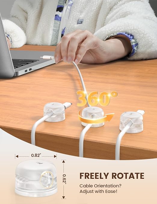 Lamicall 6Pack Clear Rotatable Cord Organizer - Image 4