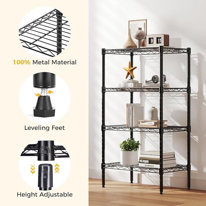 NEWBULIG 5-Tier Wire Storage Shelves, 200 lbs Heavy Duty Steel Rack, tool-free - Image 3