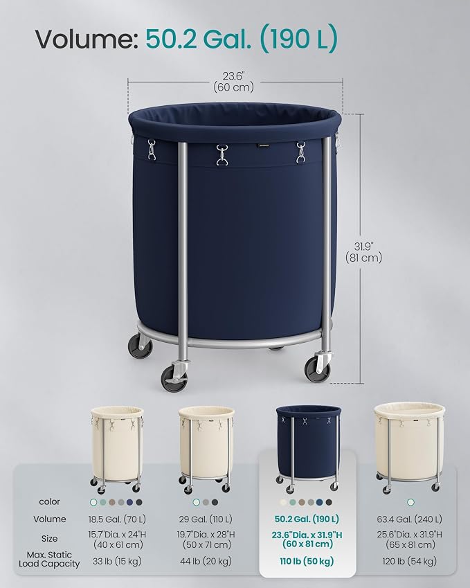 SONGMICS Laundry Basket, Rolling Steel Frame - Image 6