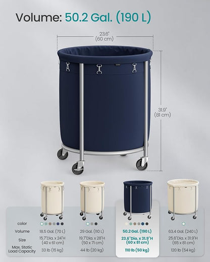 SONGMICS Laundry Basket, Rolling Steel Frame - Image 6