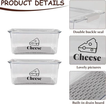 Cheese Container Airtight with Draining Basket Cream Cheese Sliced Cheeses Box - Image 3