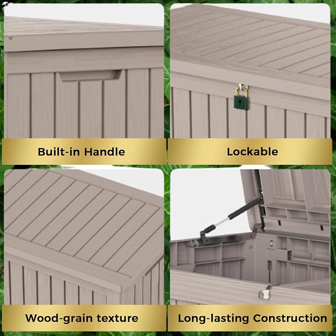TARKARI 180 Gallon Lockable Resin Deck Box, Waterproof & UV-Resistant Outdoor - Image 7
