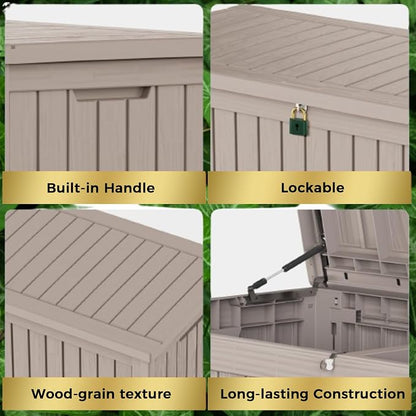 TARKARI 180 Gallon Lockable Resin Deck Box, Waterproof & UV-Resistant Outdoor - Image 7