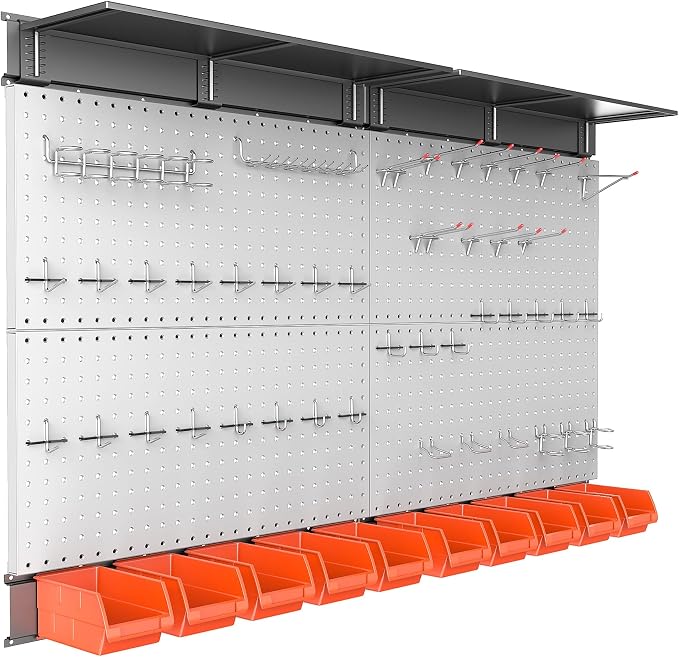 TORACK Metal Pegboard with Peg Board Hooks, Tools Storage Pegboard with by TORACK