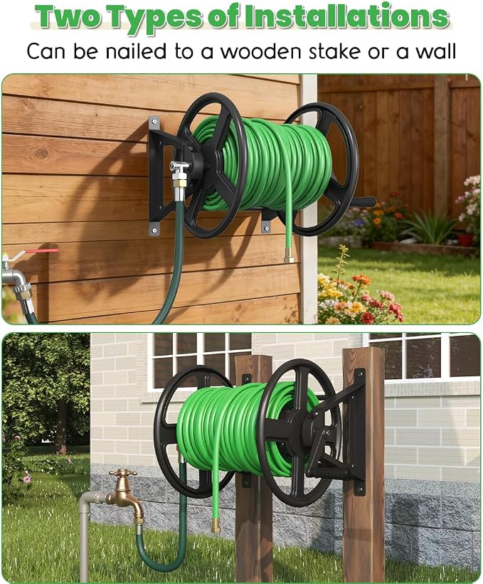 Garden Hose Reel Wall Mounted, Heavy-Duty Water Hose Holder Winder - Image 6