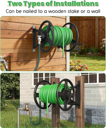 Garden Hose Reel Wall Mounted, Heavy-Duty Water Hose Holder Winder - Image 6