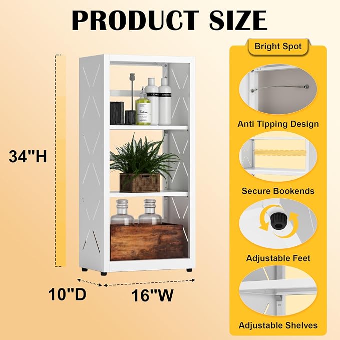 Narrow Bookshelf, 3 Tier Bookcase, Home Office Bookcase Shelf Storage Organizer - Image 3