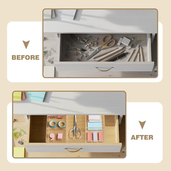 4 Pack Desk Drawer Organizer Set 3 Size Clear Acrylic Drawer Organizer Trays - Image 5