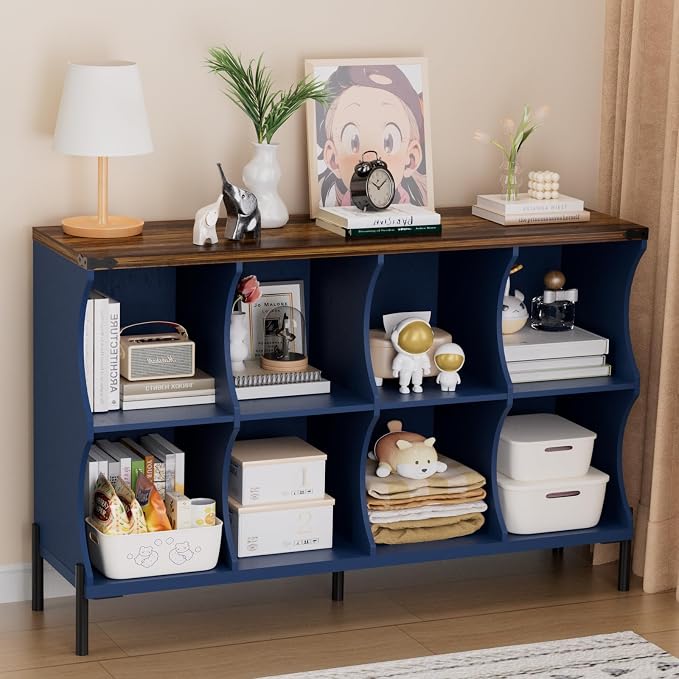 8 Cube Storage Shelf Organizer, Low Book Shelf Bookcase Entryway Table by QieerHior