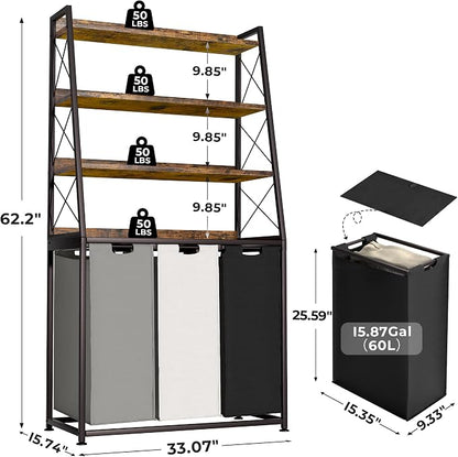 Herture Laundry Basket, 3 Section Laundry Hamper - Image 5