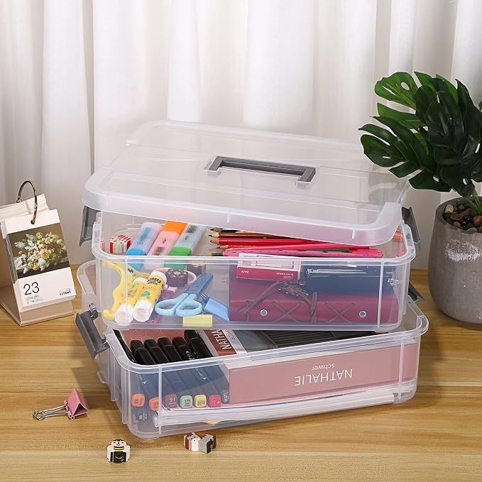 JUXYES 2-Tiers Stack Carry Storage Box - Image 6