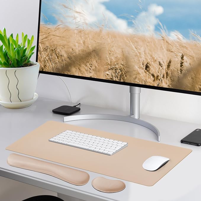 Bloss Leather Desk Pad and Keyboard Wrist Rest, Large Mouse Pad + Keyboard - Image 2