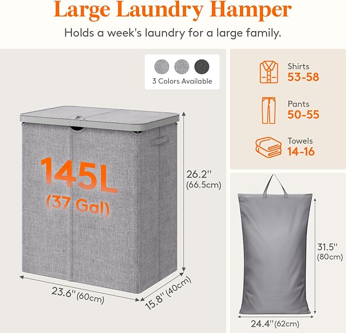 Lifewit 145L Large Laundry Basket - Image 4