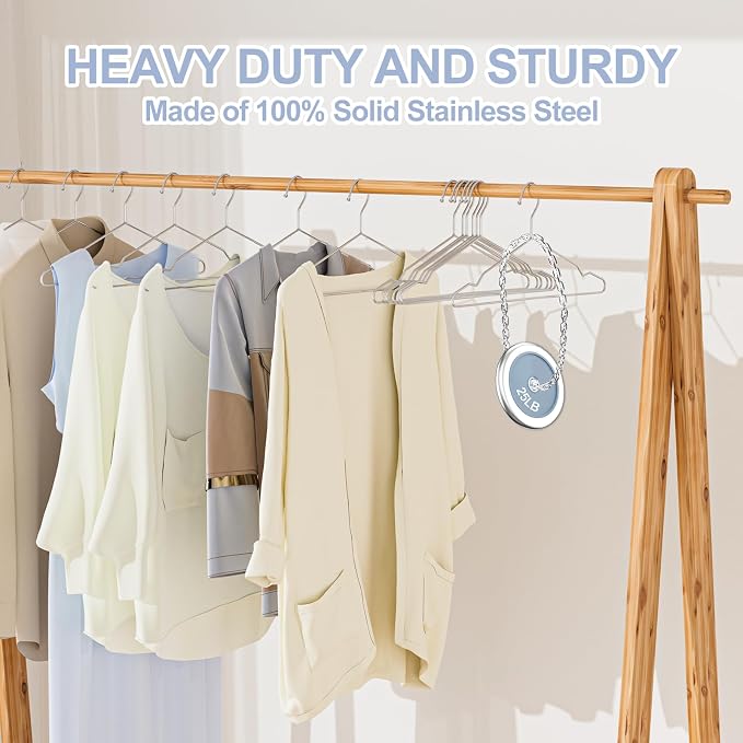 Heavy Duty 100 Pack Clothes Hangers, Space Saving & Non-Slip Wire Hanger - Image 3