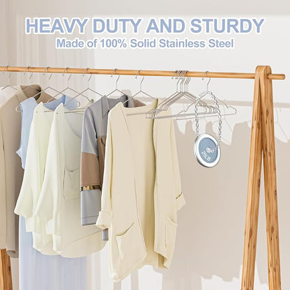 Heavy Duty 100 Pack Clothes Hangers, Space Saving & Non-Slip Wire Hanger - Image 3
